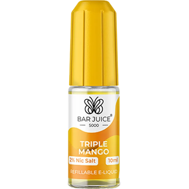 Triple mango flavoured Bar Juice 5000 e-liquid on a white background