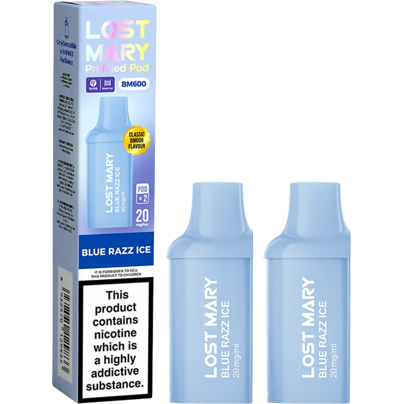 Blue Razz Ice Lost Mary BM600 Pods 2 Pack