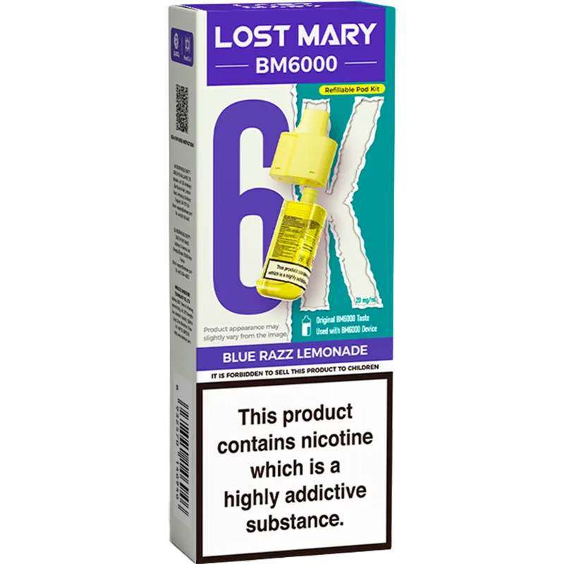 Blue Razz Lemonade Lost Mary BM6000 Pod & Refill 12ml