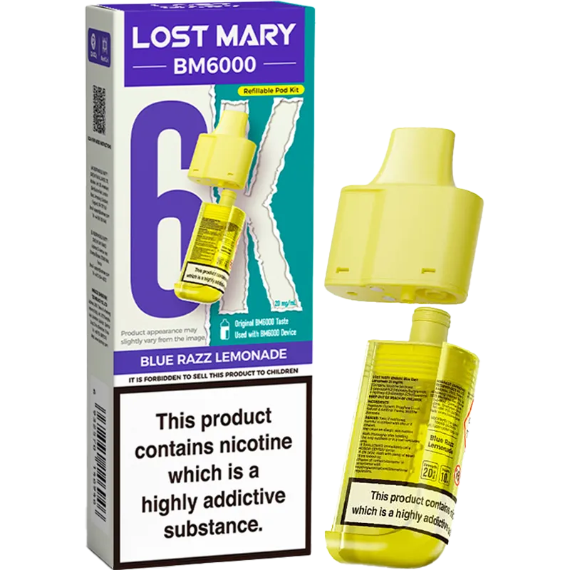 Blue Razz Lemonade Lost Mary BM6000 Pod & Refill 12ml