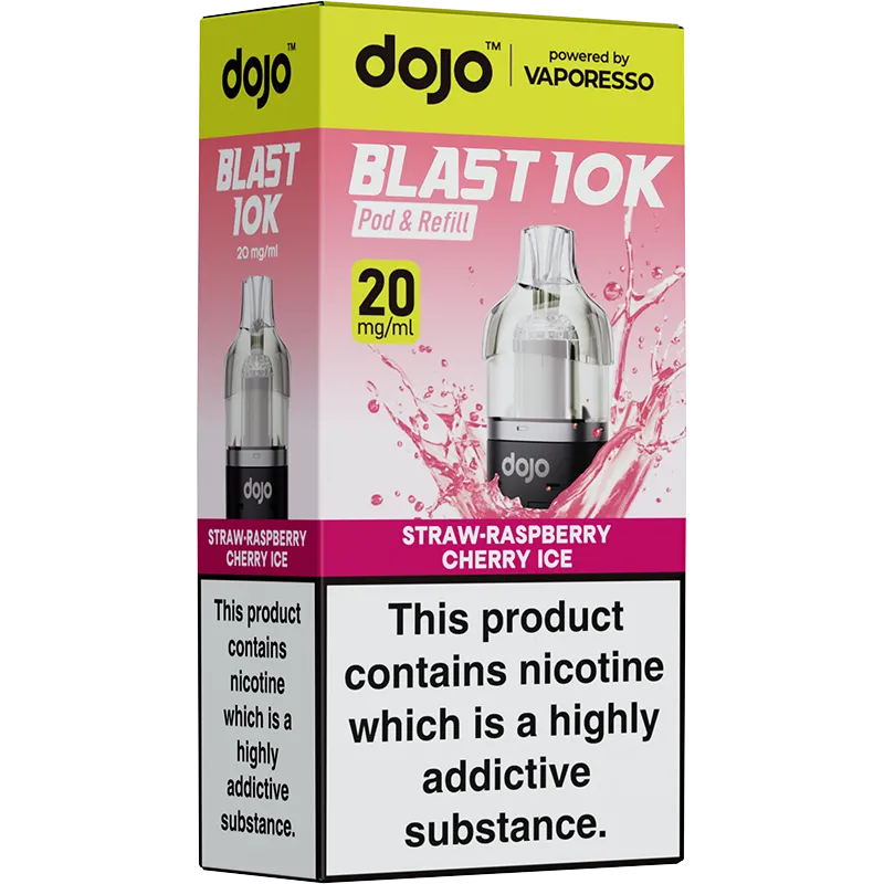 Straw-Raspberry Cherry Ice DOJO Blast 10K Pod & Refill 10ml