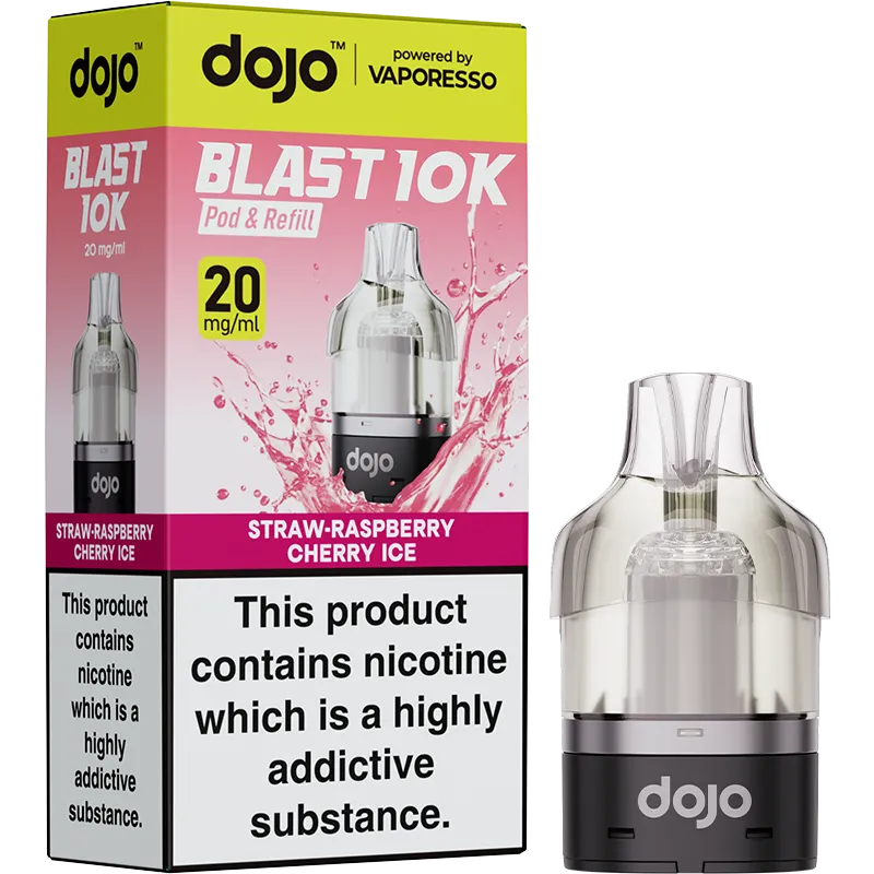 Straw-Raspberry Cherry Ice DOJO Blast 10K Pod & Refill 10ml