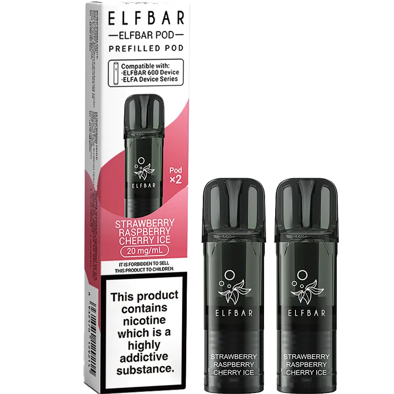 Strawberry Raspberry Cherry Ice Elf Bar 600 Pods 2 Pack
