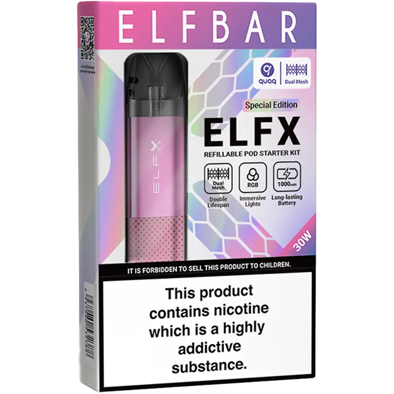 Pink Elf Bar ELFX pod kit box.
