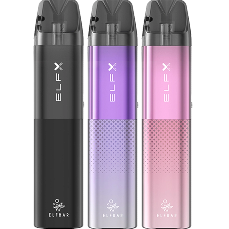 Elf Bar ELFX pod kits in black, purple and pink.