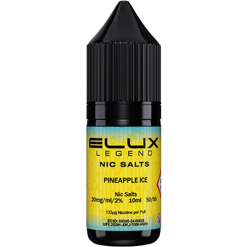 Pineapple ice flavoured ELUX Legend Nic Salts.