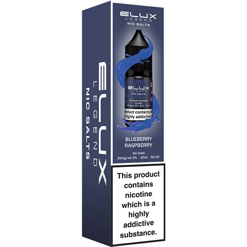 Blueberry raspberry Elux Legend Nic Salts box.
