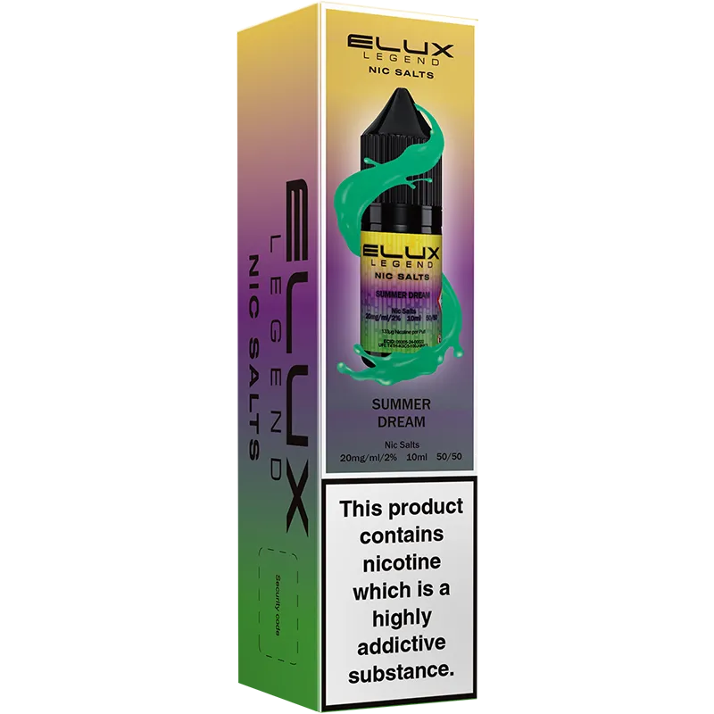 Summer dream flavoured ELUX Legends Nic Salts e-liquid box.