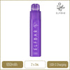 Elf Bar 1200 2-in-1 Purple Edition pod kit on a white background with product information below in a gold box.