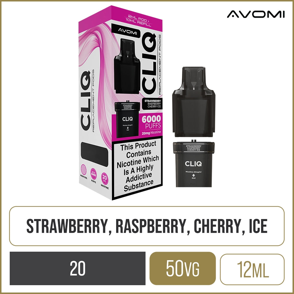 Strawberry Raspberry Cherry Ice Avomi CLIQ Pod & Refill 12ml