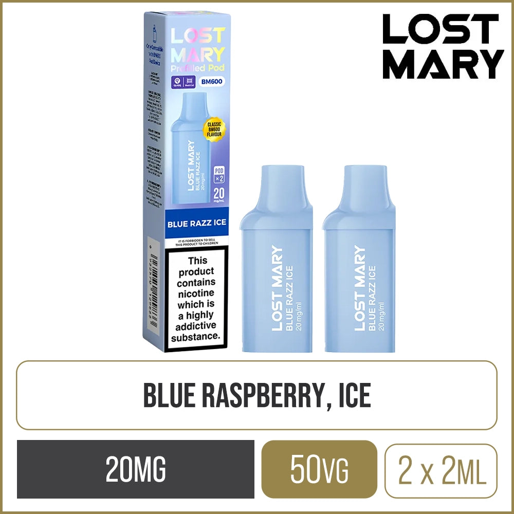 Blue Razz Ice Lost Mary BM600 Pods 2 Pack