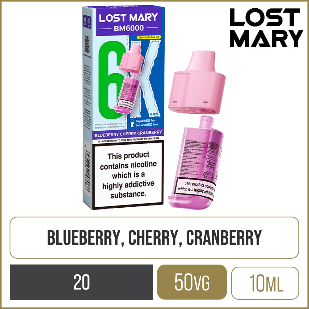 Blueberry Cherry Cranberry Lost Mary BM6000 Pod & Refill 12ml