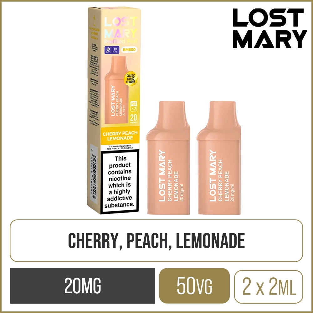 Cherry Peach Lemonade Lost Mary BM600 Pods 2 Pack