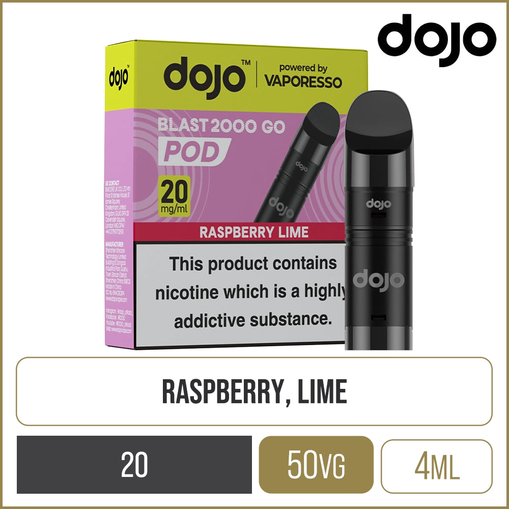 Raspberry Lime DOJO Blast 2000 Go Pods 4ml