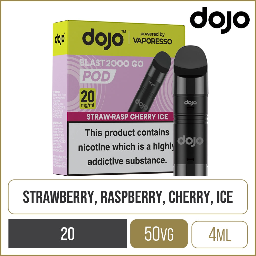 Straw-Rasp Cherry Ice DOJO Blast 2000 Go Pods 4ml