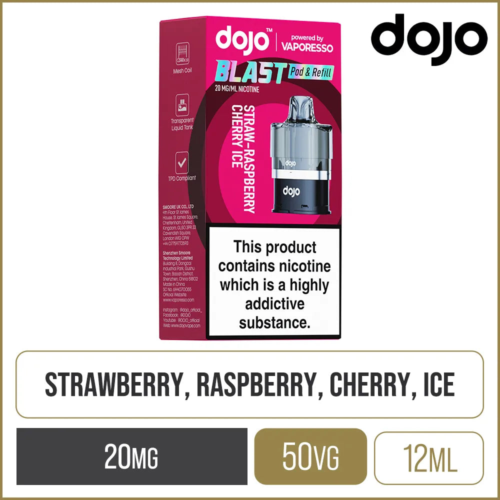 Straw-Raspberry Cherry DOJO Blast 6000 Pod & Refill