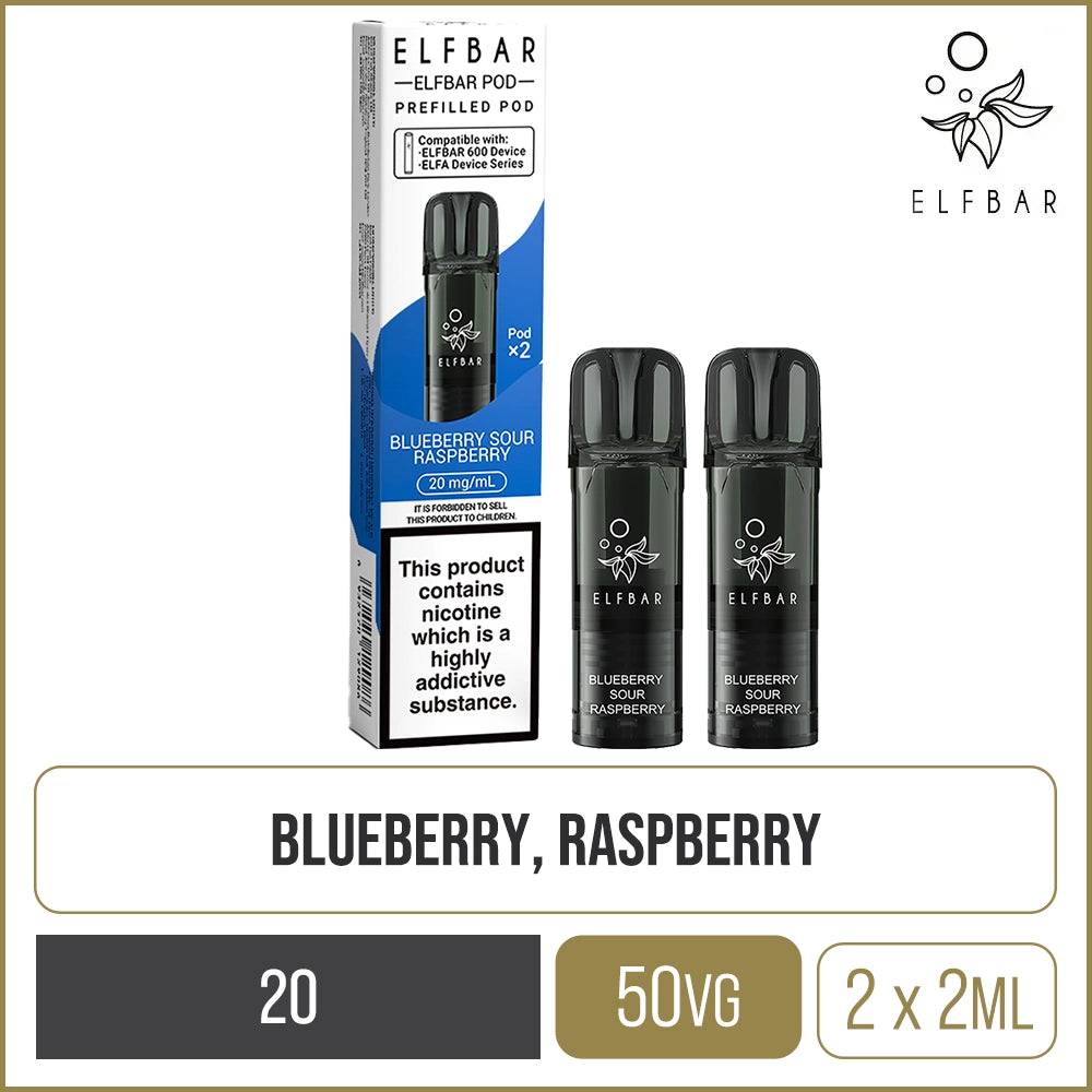 Blueberry Sour Raspberry Elf Bar 600 Pods 2 Pack