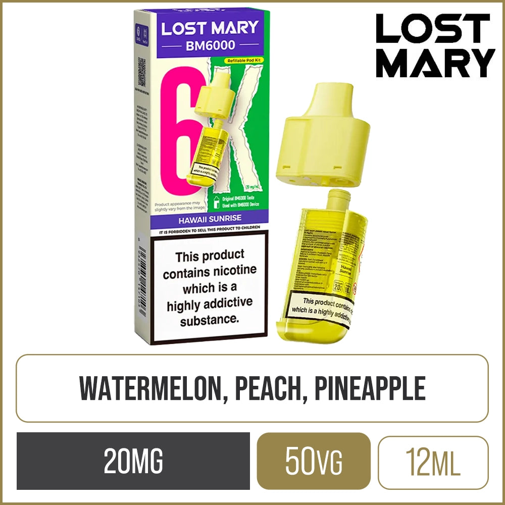 Hawaii Sunrise Lost Mary BM6000 Pod & Refill 12ml