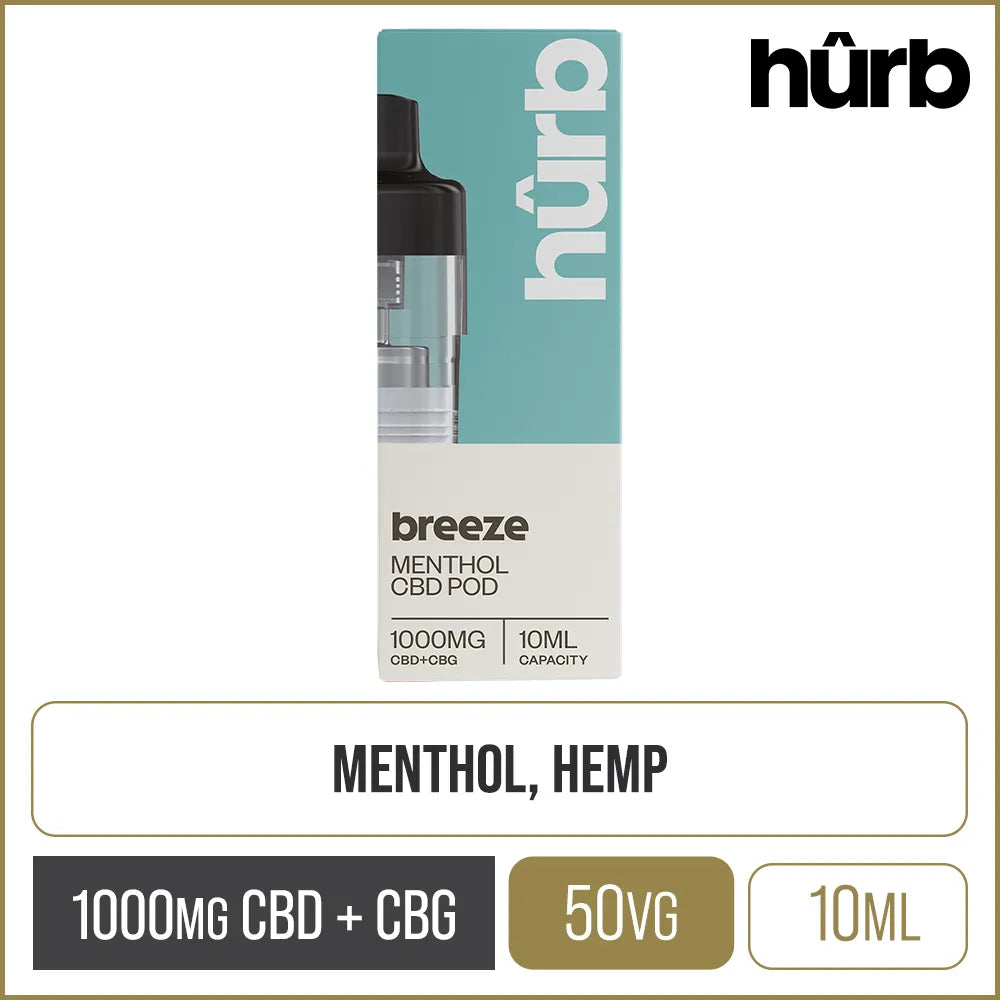 Menthol Hûrb Breeze 1000mg CBD + CBG Pod 10ml