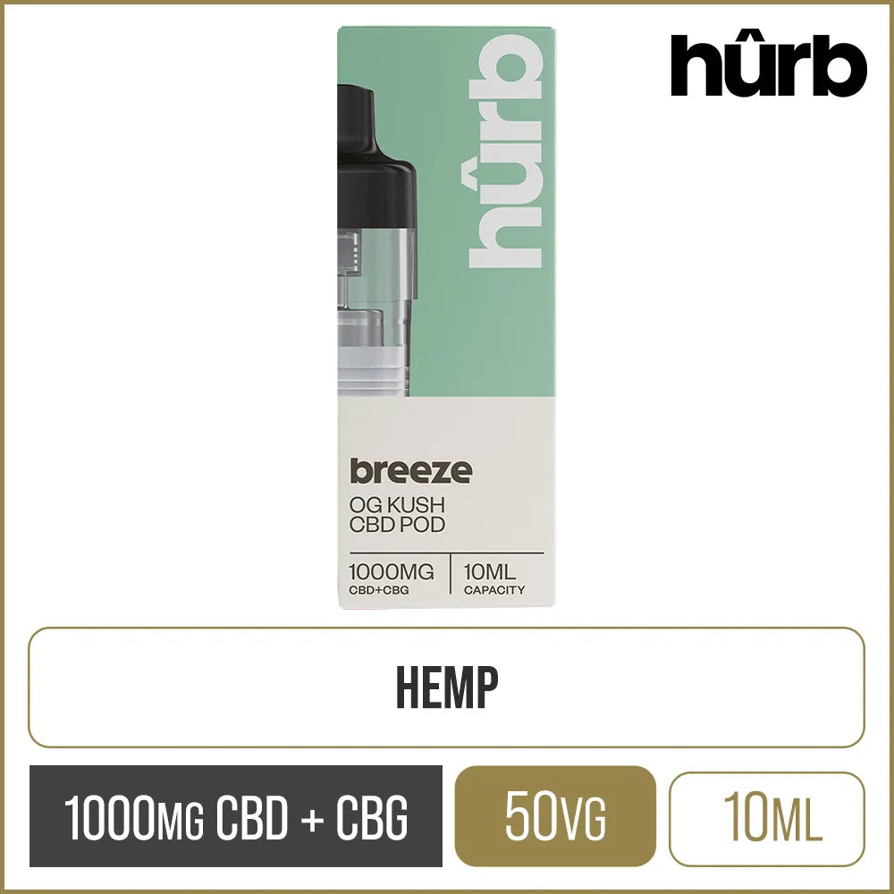 OG Kush Hûrb Breeze 1000mg CBD + CBG Pod 10ml