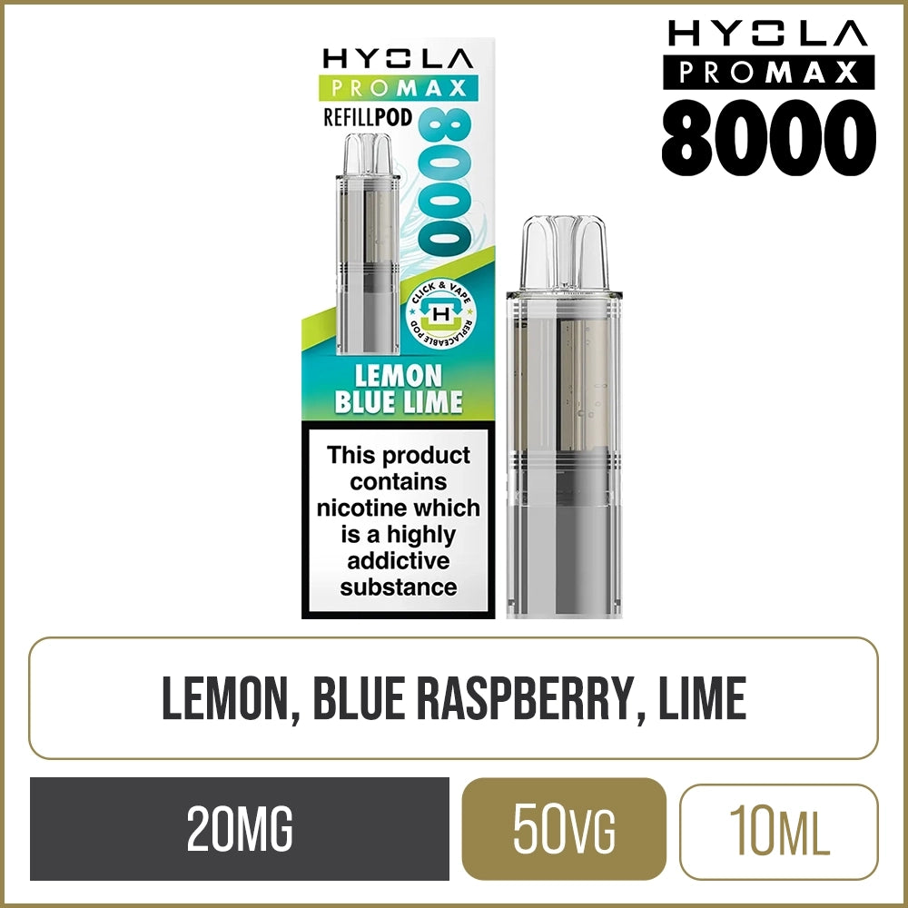 Lemon Blue Lime Hyola Pro Max 8000 Pod & Refill 10ml