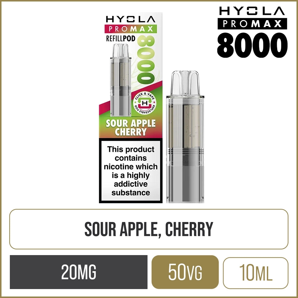 Sour Apple Cherry Hyola Pro Max 8000 Pod & Refill 10ml
