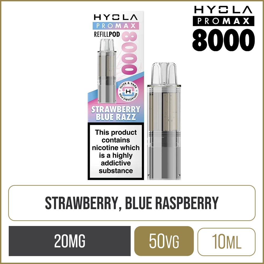 Strawberry Blue Razz Hyola Pro Max 8000 Pod & Refill 10ml