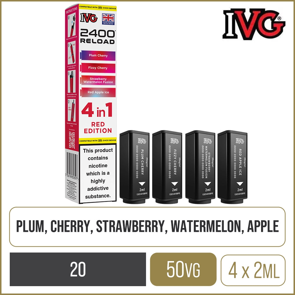 Red Edition IVG 2400 Reload 4 In 1 Pods 4 Pack