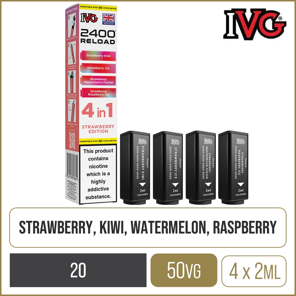 Strawberry Edition IVG 2400 Reload 4 In 1 Pods 4 Pack