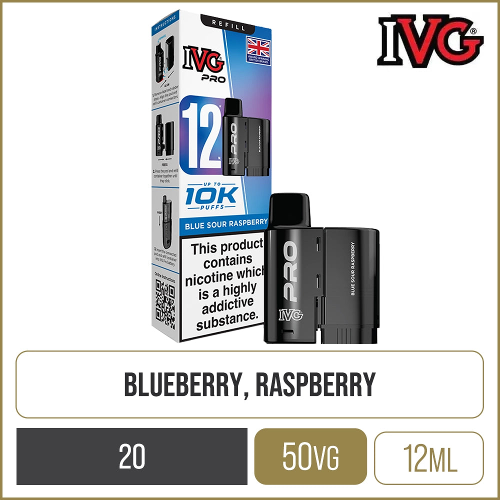 Blueberry Sour Raspberry IVG Pro 12 Pod & Refill 12ml
