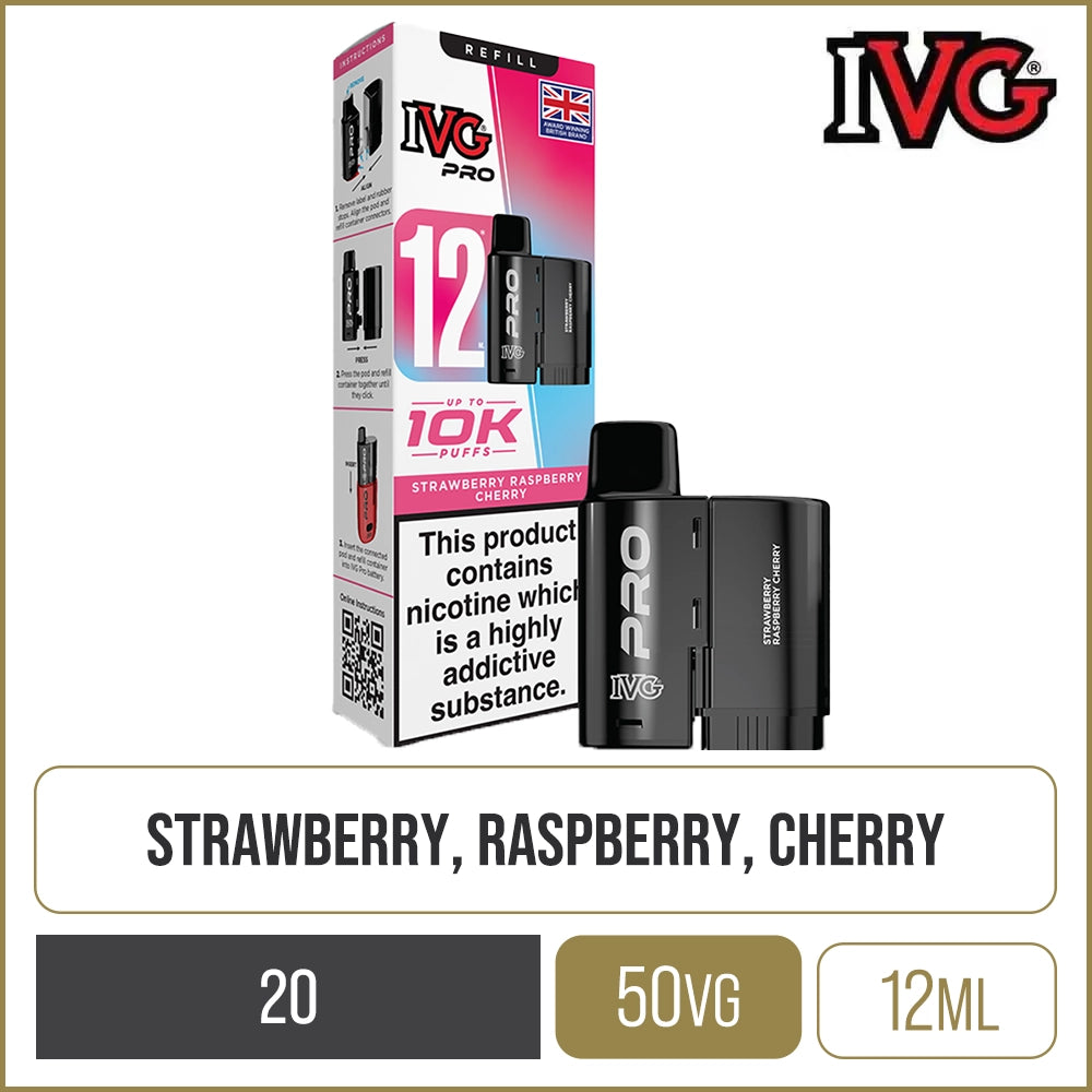 Strawberry Raspberry Cherry IVG Pro 12 Pod & Refill 12ml