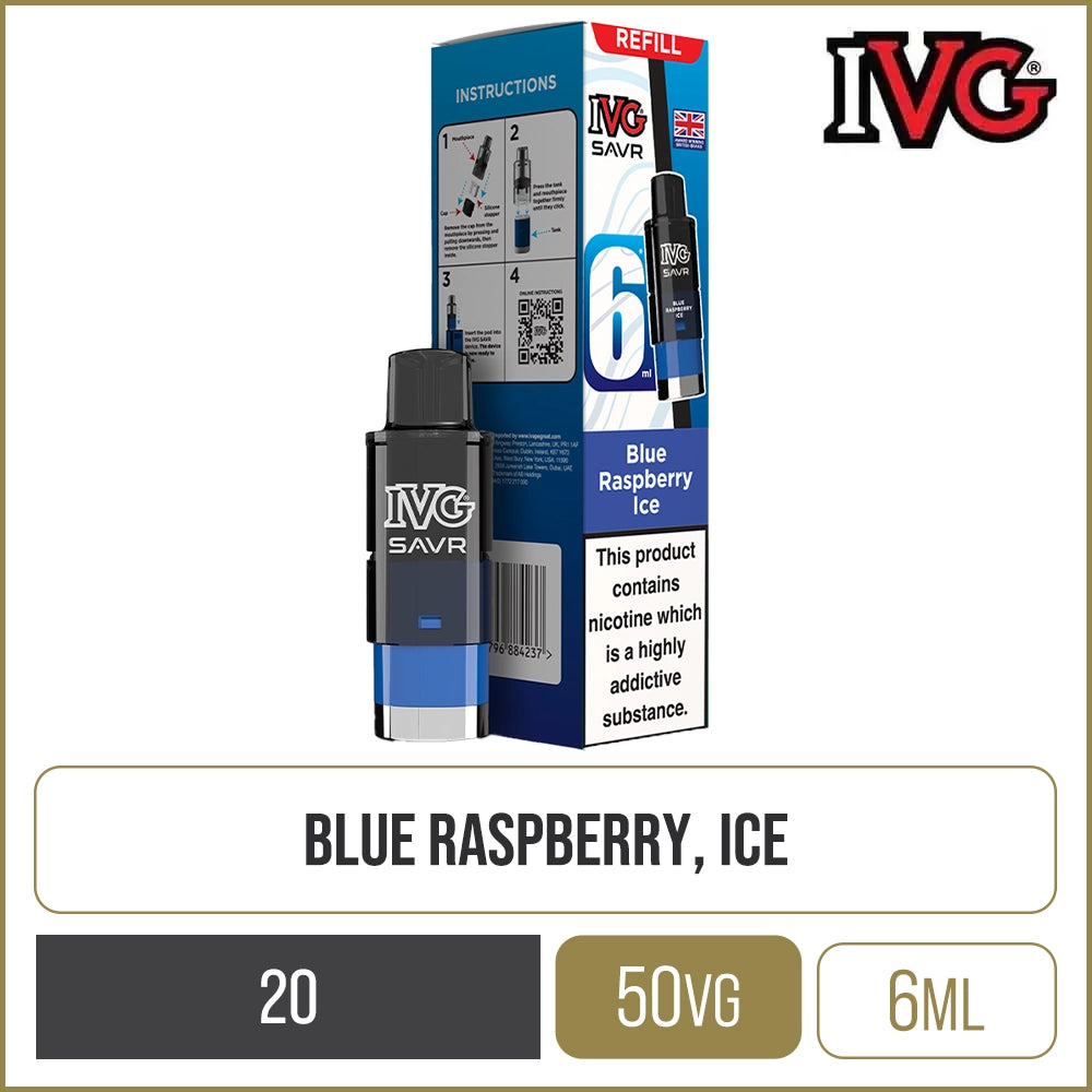 Blue Raspberry Ice IVG SAVR Pod & Refill 6ml