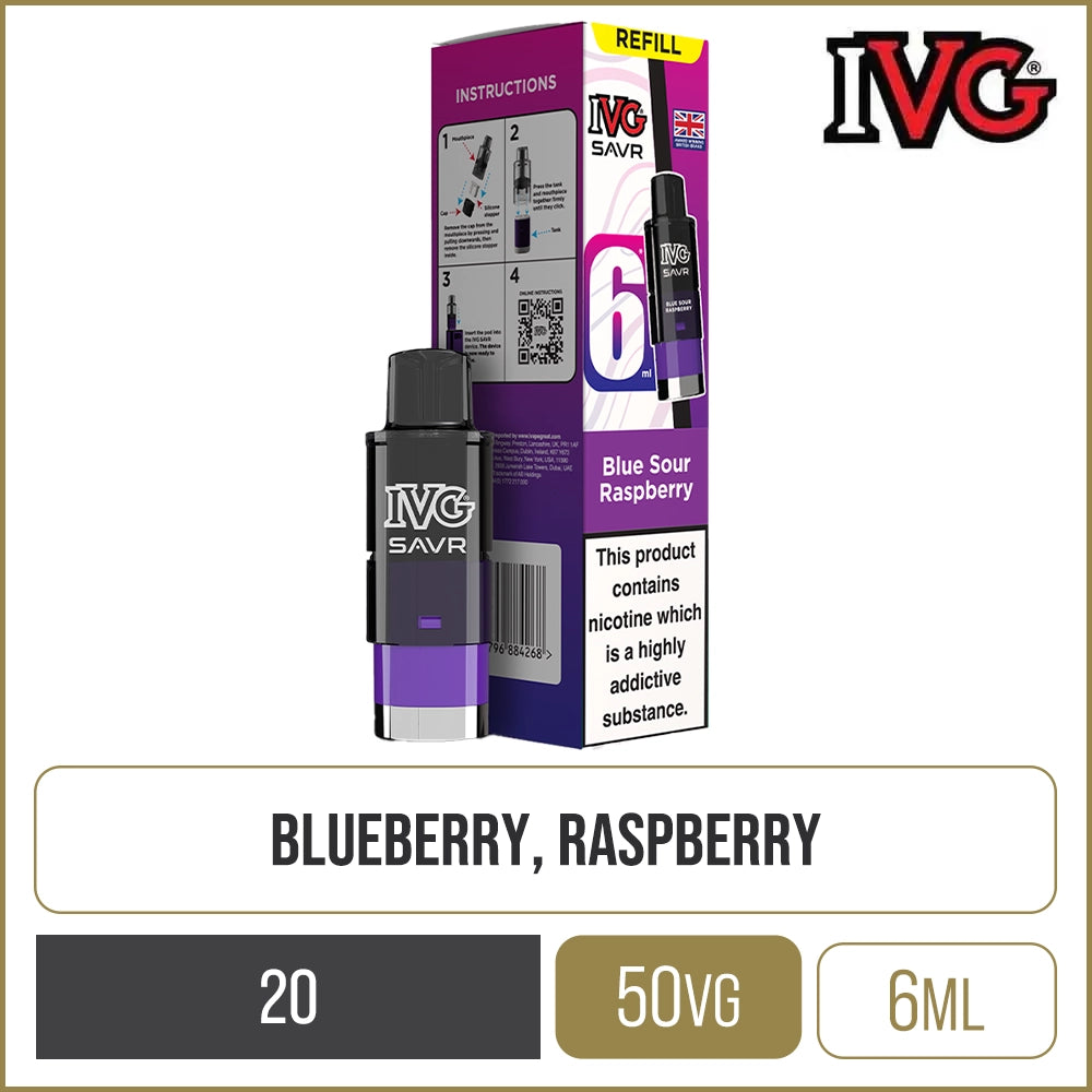 Blue Sour Raspberry IVG SAVR Pod & Refill 6ml