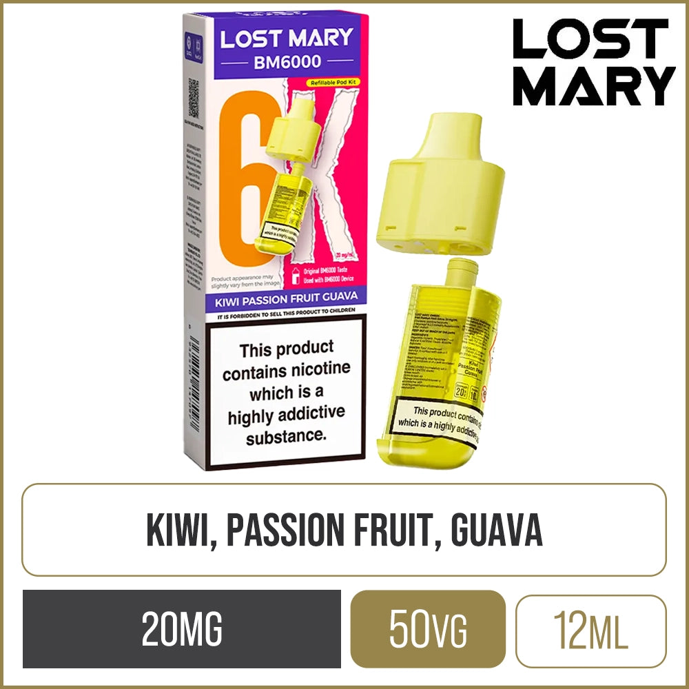 Kiwi Passion Fruit Guava Lost Mary BM6000 Pod & Refill 12ml