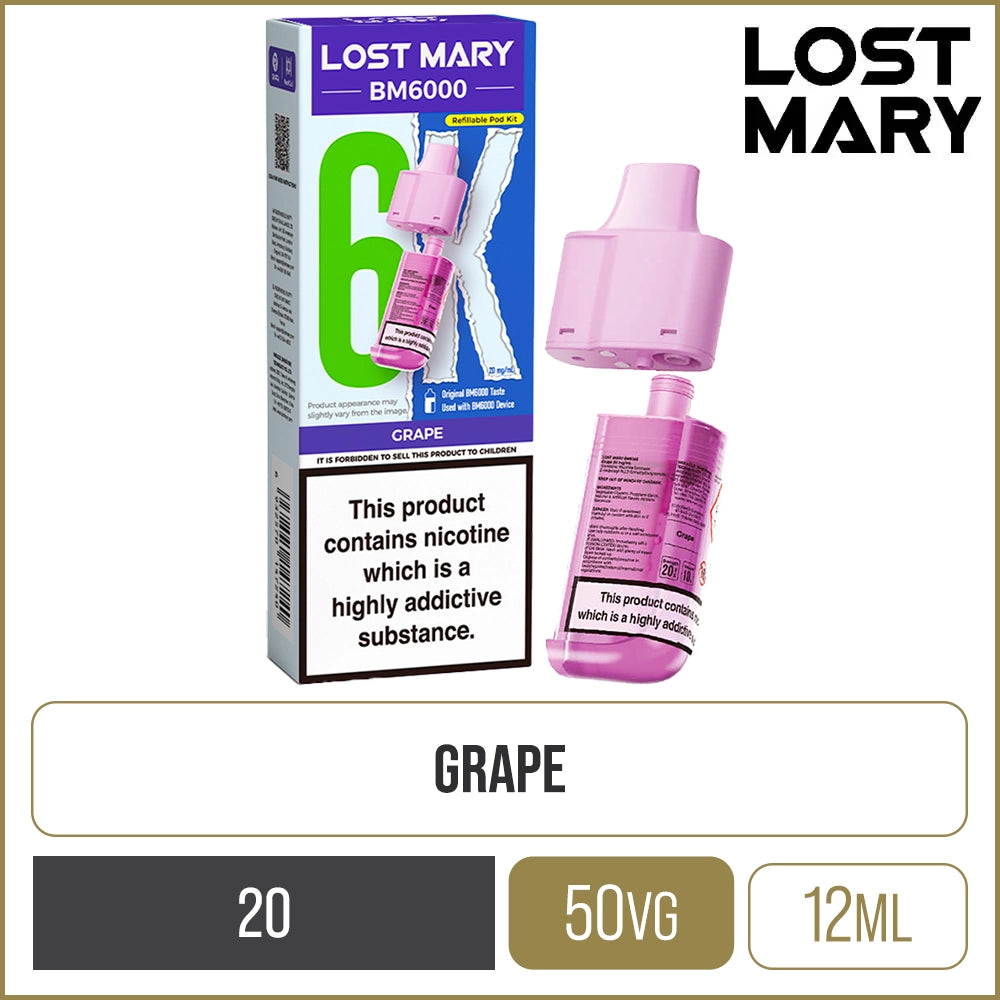 Grape Lost Mary BM6000 Pod & Refill 12ml