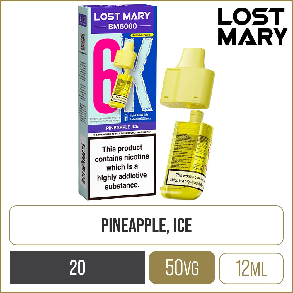 Pineapple Ice Lost Mary BM6000 Pod & Refill 12ml