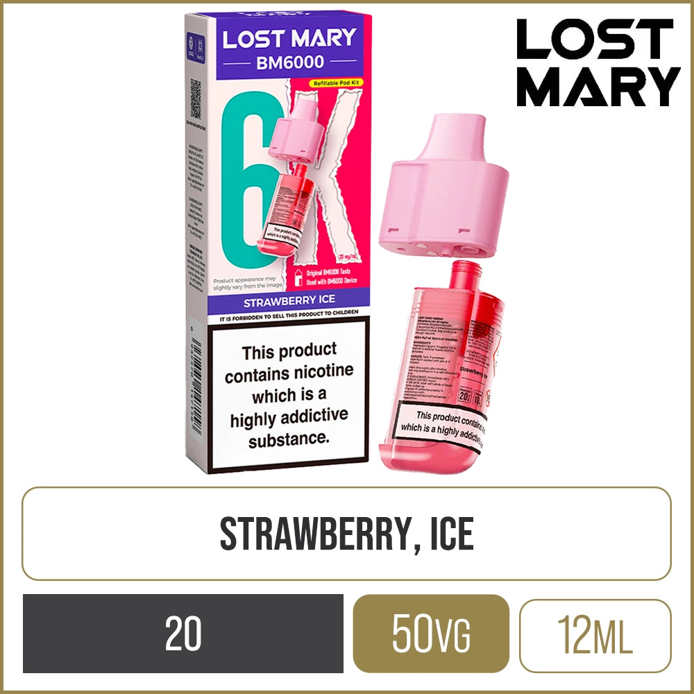 Strawberry Ice Lost Mary BM6000 Pod & Refill 12ml