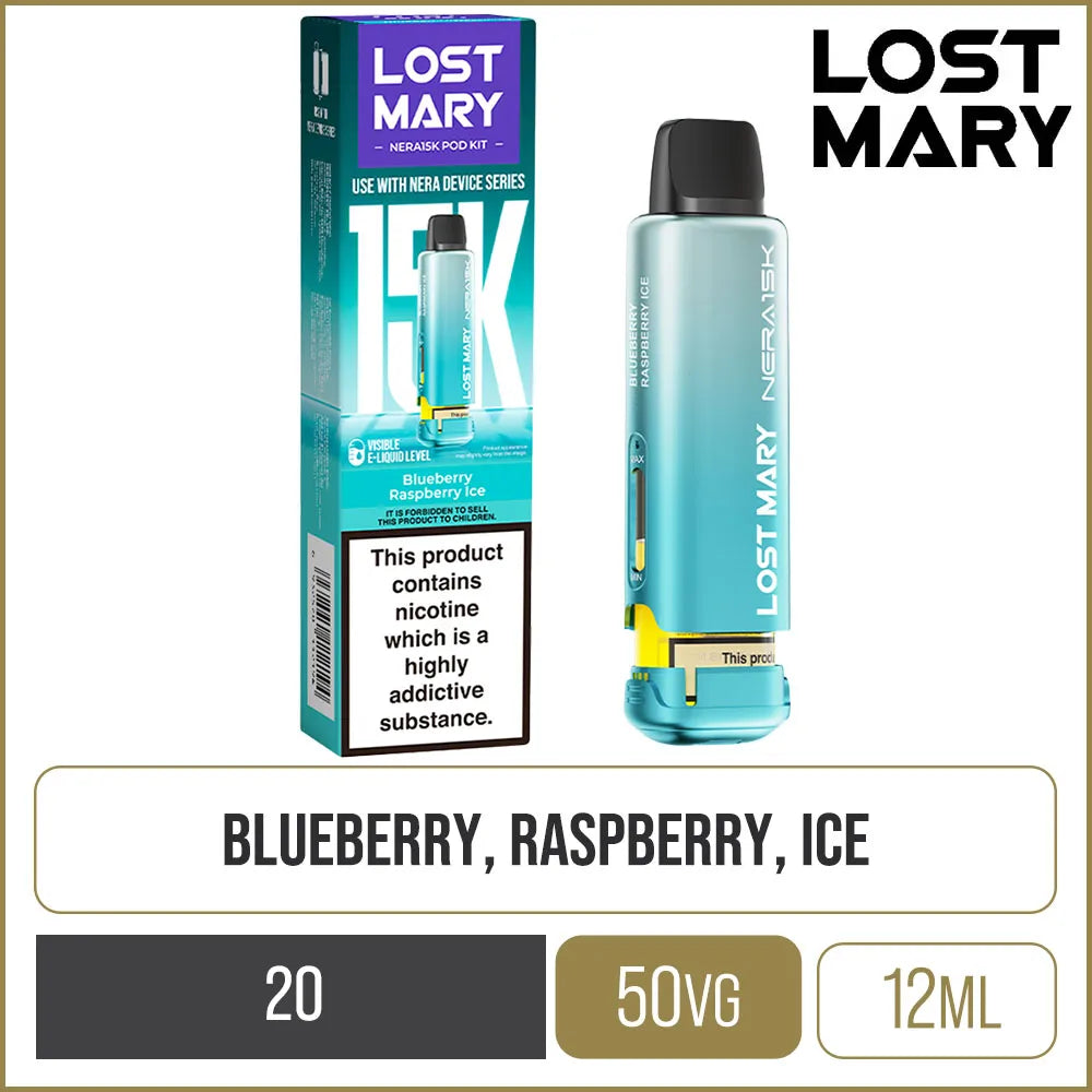 Blueberry Raspberry Ice Lost Mary Nera 15K Pod & Refill