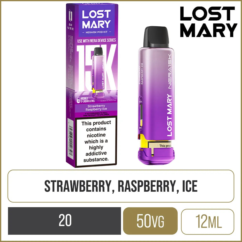 Strawberry Raspberry Ice Lost Mary Nera 15K Pod & Refill