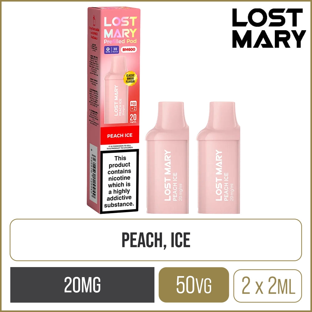 Peach Ice Lost Mary BM600 Pods 2 Pack