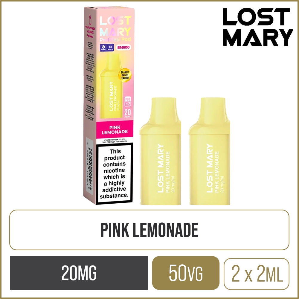 Pink Lemonade Lost Mary BM600 Pods 2 Pack