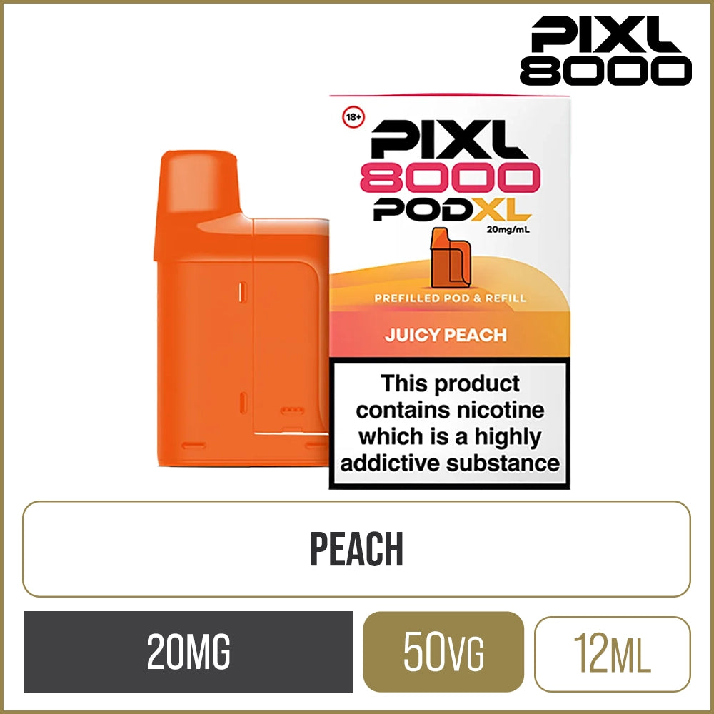 Juicy Peach PIXL 8000 Pod XL Pod & Refill 12ml