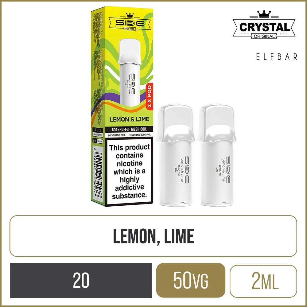 Lemon & Lime SKE Crystal Pro 600 Pods 2 Pack