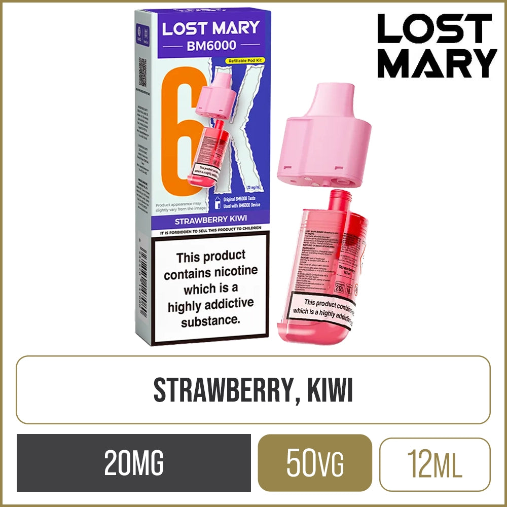 Strawberry Kiwi Lost Mary BM6000 Pod & Refill 12ml