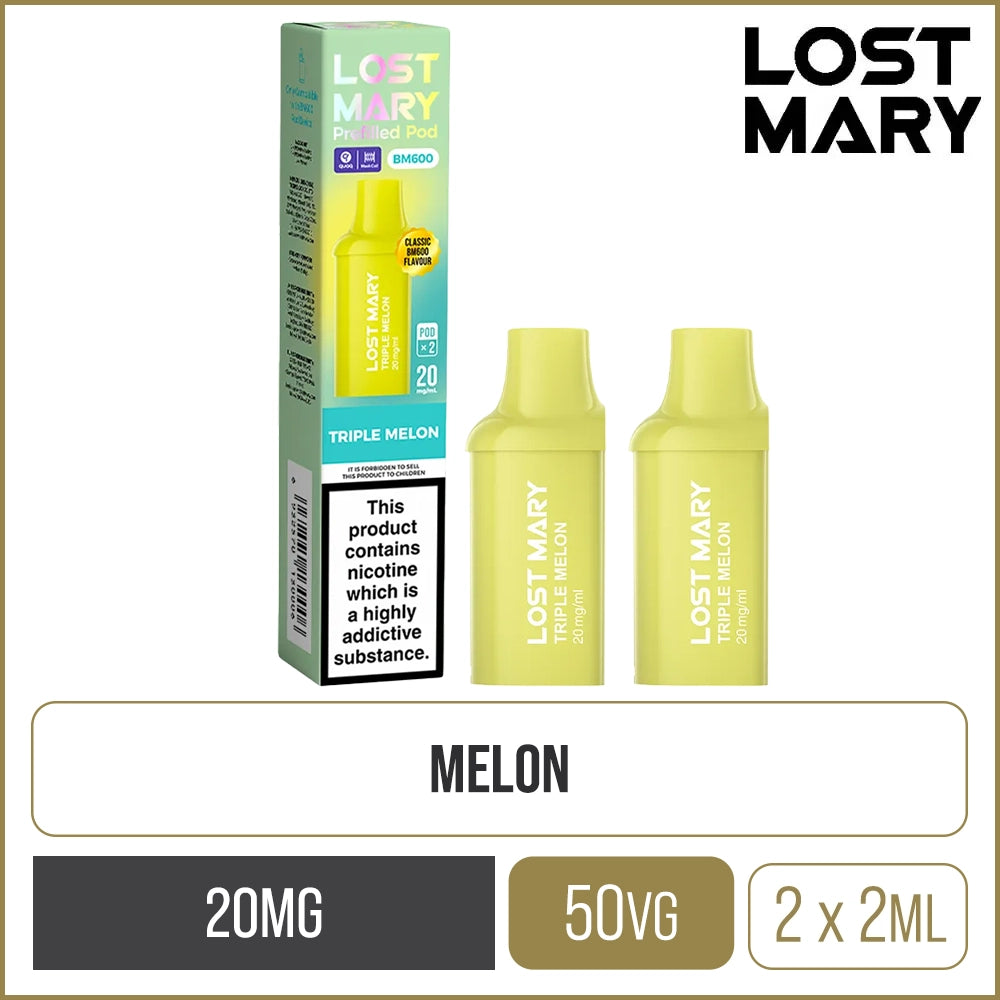 Triple Melon Lost Mary BM600 Pods 2 Pack