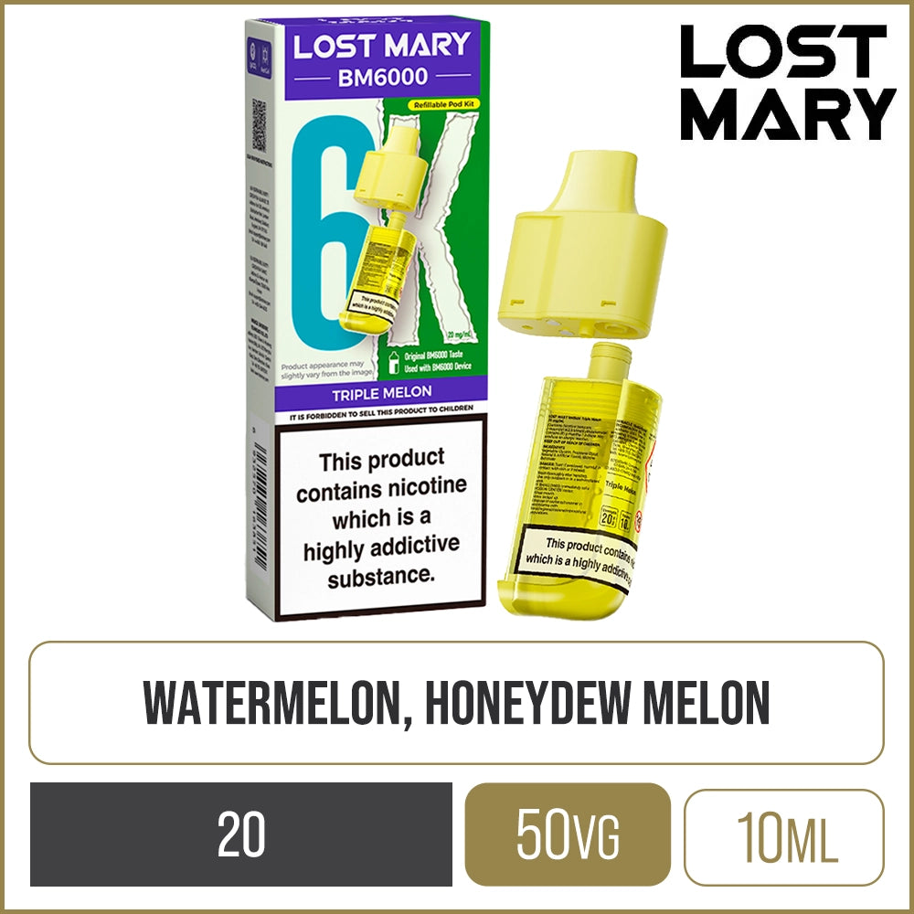 Triple Melon Lost Mary BM6000 Pod & Refill 12ml