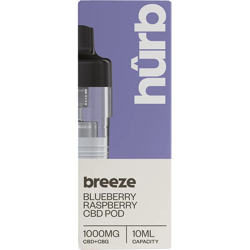 Blueberry Raspberry Hûrb Breeze 1000mg CBD + CBG Pod 10ml