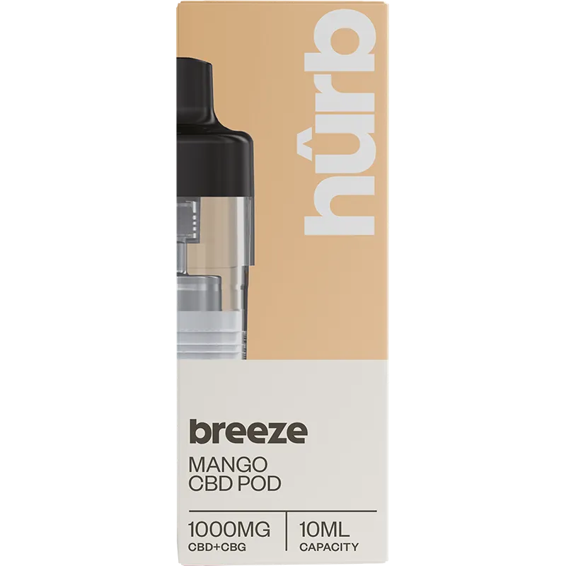 Mango Hûrb Breeze 1000mg CBD + CBG Pod 10ml
