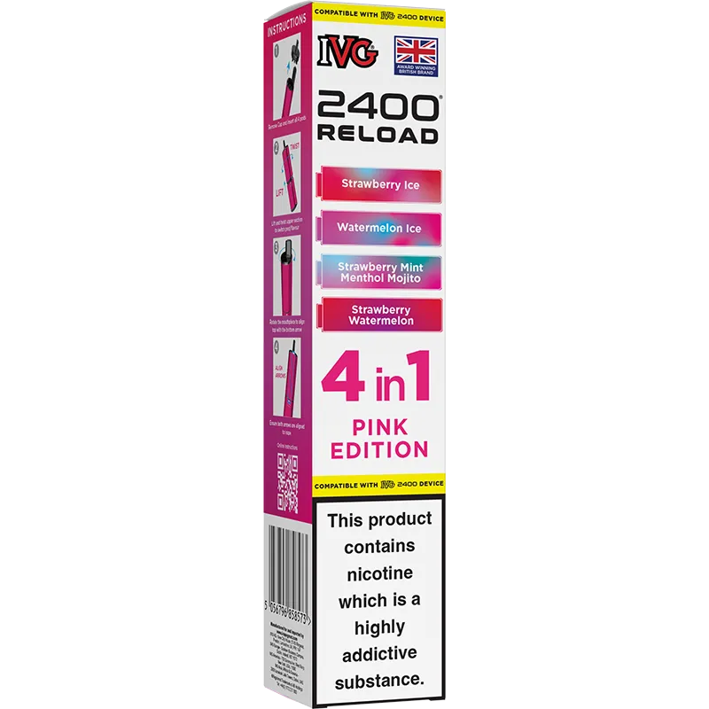 Pink Edition IVG 2400 Reload 4 In 1 Pods 4 Pack
