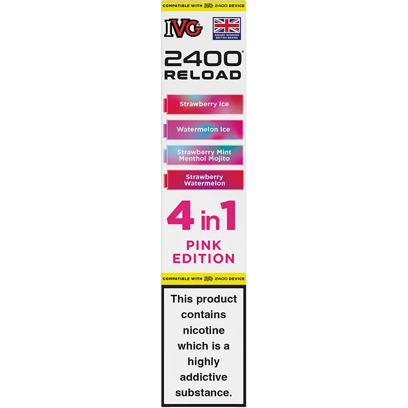 Pink Edition IVG 2400 Reload 4 In 1 Pods 4 Pack